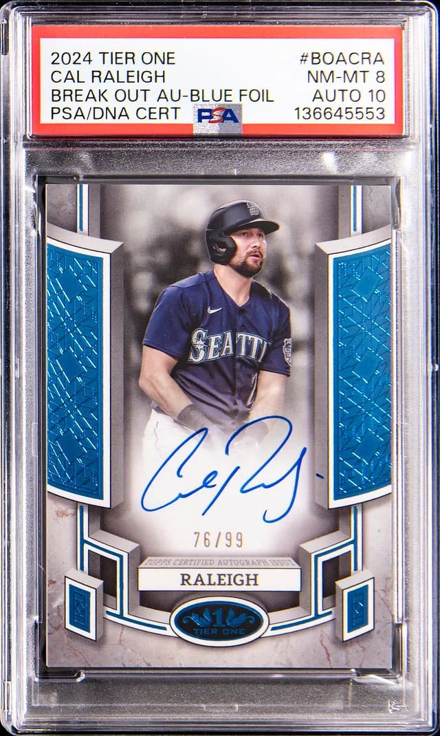 2024 Topps Cal Raleigh Tier One Break Out Autographs Blue Foil #BOA-CRA card image
