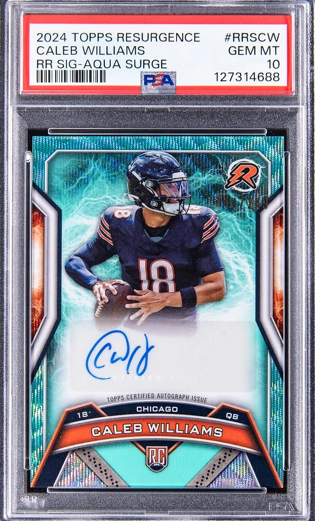 2024 Topps Caleb Williams Resurgence Signatures Aqua Surge #RRS-CW card image
