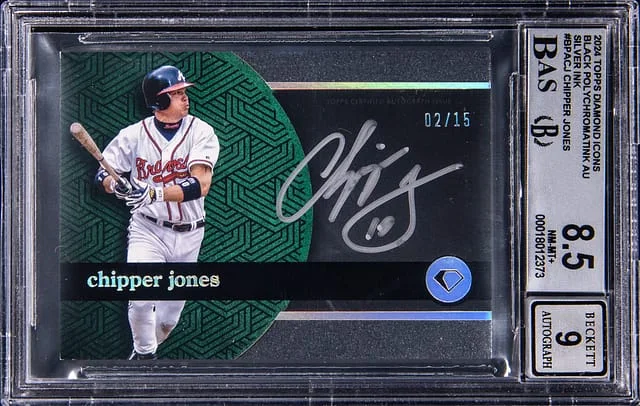 2024 Topps Chipper Jones Diamond Icons Black Polychromatink Autograph Silver Ink #BPA-CJ card image