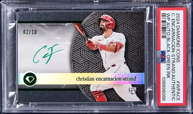 2024 Topps Christian Encarnacion-Strand Diamond Icons White Polychromatink Autograph Black Green Ink #WPA-CE card image
