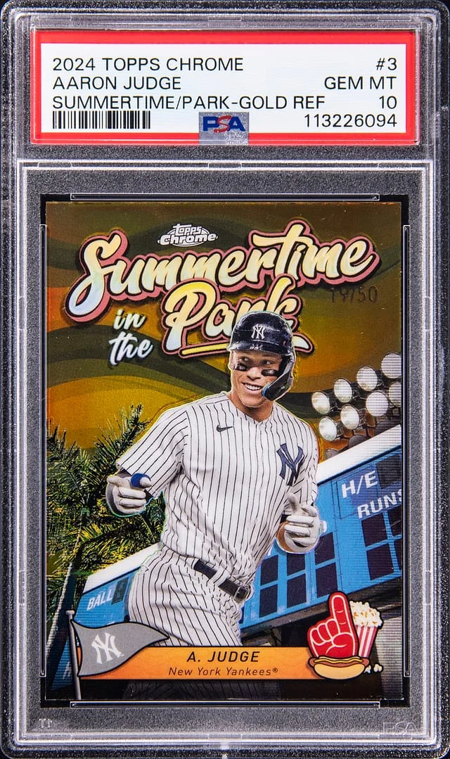 2024 Topps Chrome Aaron Judge Summertime in The Park Gold Refractor #3 card image