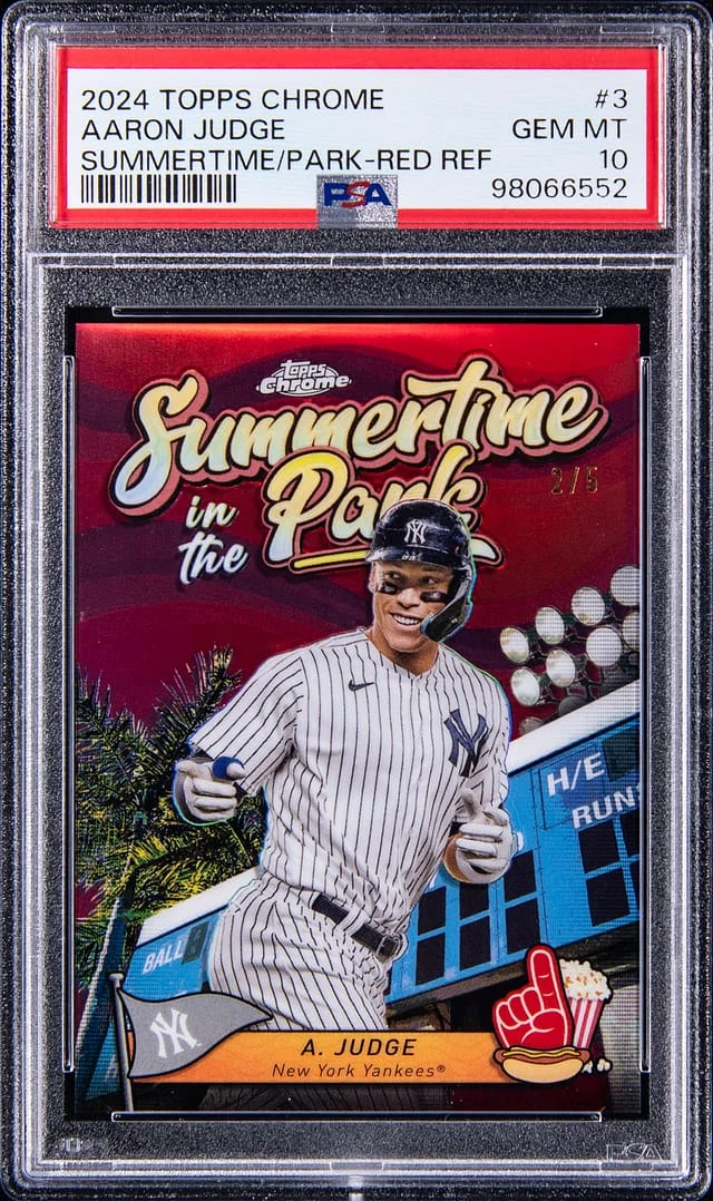 2024 Topps Chrome Aaron Judge Summertime In The Park Red Refractor #SITP-3 card image