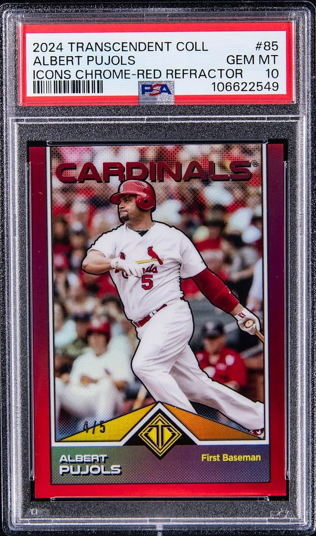 2024 Topps Chrome Albert Pujols Transcendent Collection Icons Red Refractor #85 card image