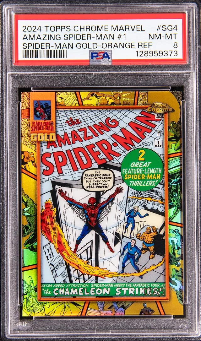 2024 Topps Chrome Amazing Spider-Man #1 Marvel Spider-Man Gold Orange Refractor #SG-4 card image