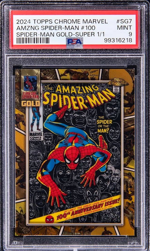 2024 Topps Chrome Amazing Spider-Man #100 Marvel Spider-Man Gold SuperFractor #SG-7 card image