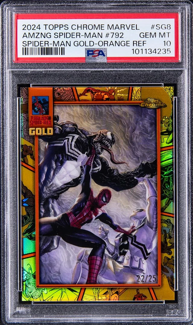 2024 Topps Chrome Amazing Spider-Man #792 Marvel Spider-Man Gold-Orange Refractor #SG-8 card image