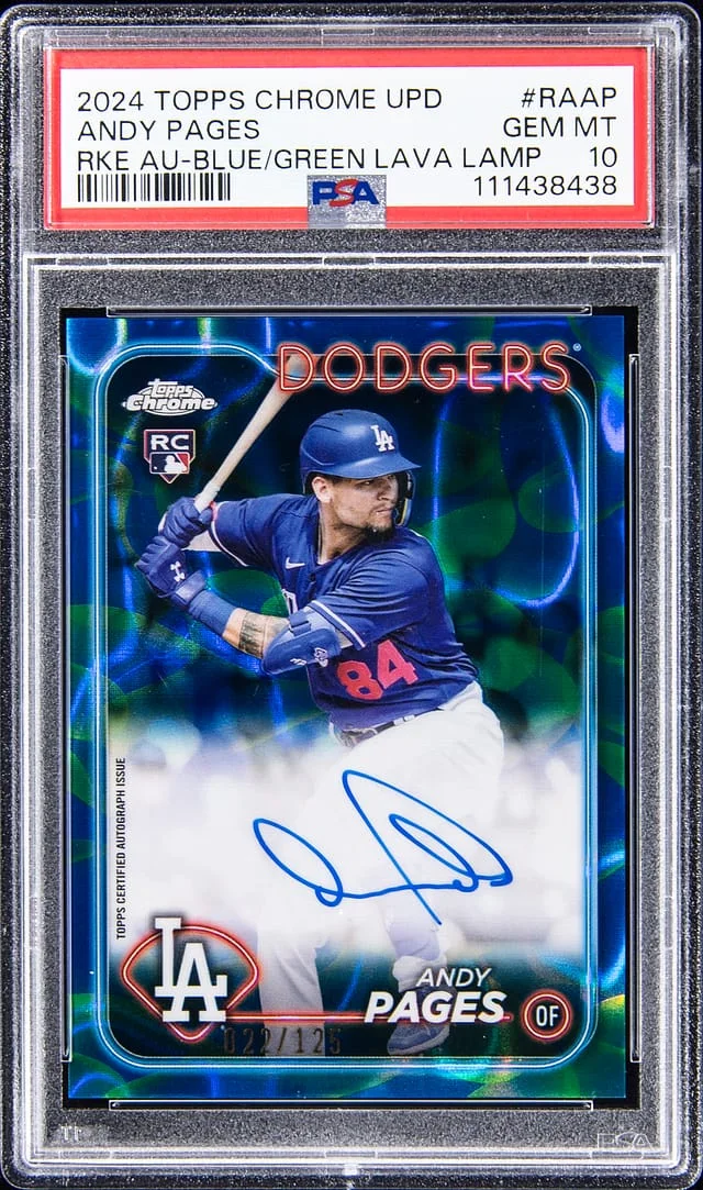 2024 Topps Chrome Andy Pages Autographs Blue/Green Lava Lamp Refractor #RA-AP card image