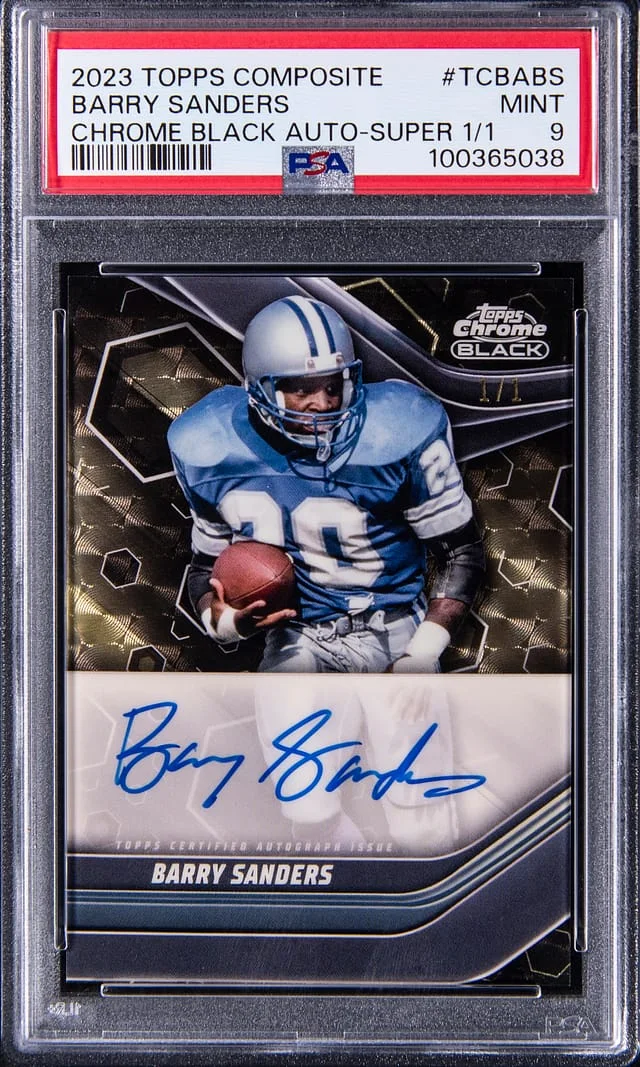 2024 Topps Chrome Barry Sanders Composite Black Autograph SuperFractor #TCBA-BS card image