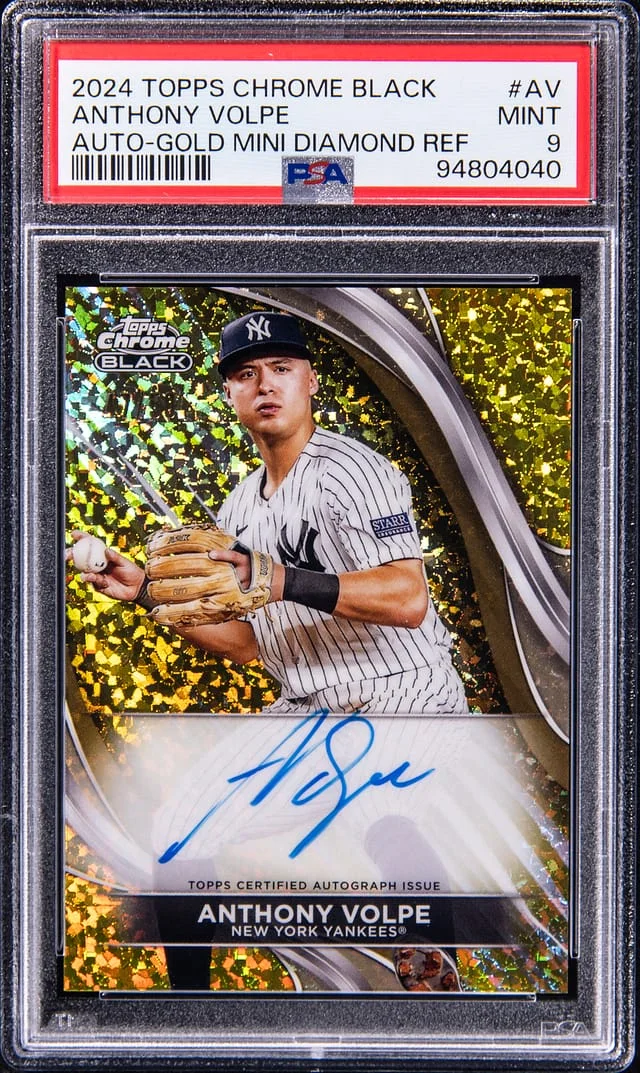 2024 Topps Chrome Black Anthony Volpe Autograph Gold Mini Diamond Refractor #CBA-AV card image