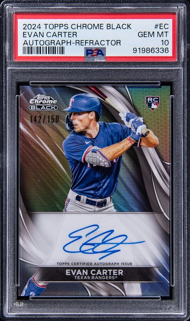 2024 Topps Chrome Black Evan Carter Autograph Refractor #EC card image