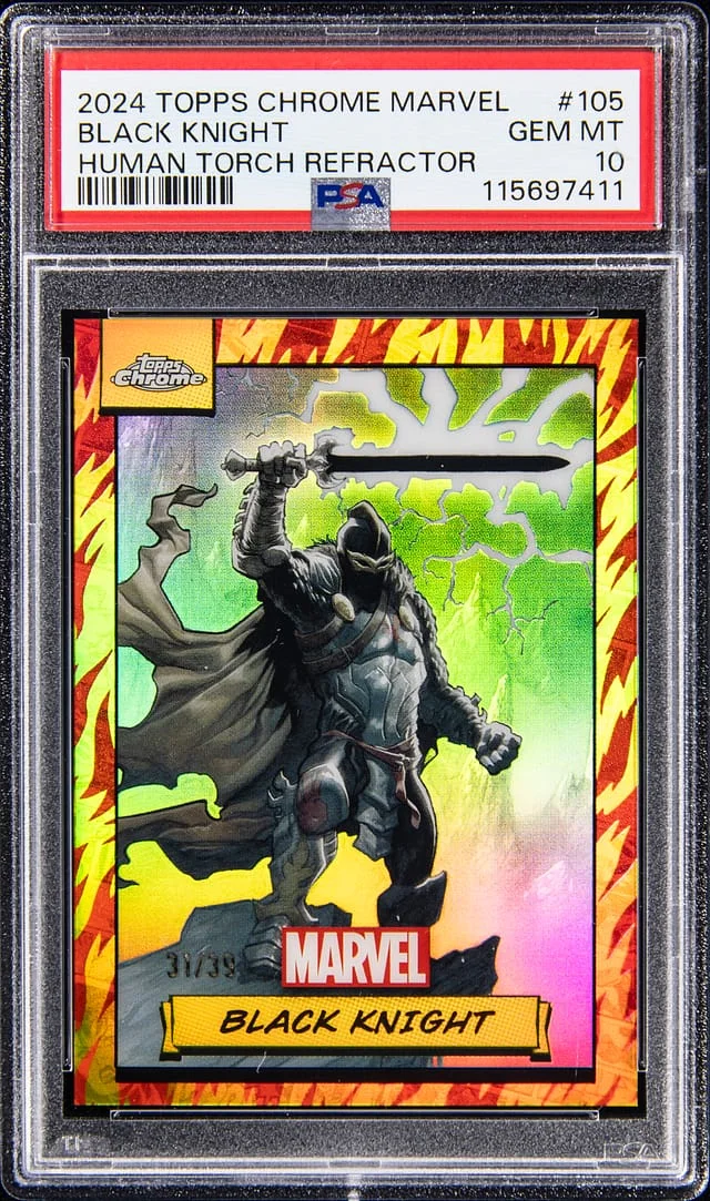 2024 Topps Chrome Black Knight Marvel Human Torch Refractor #105 card image