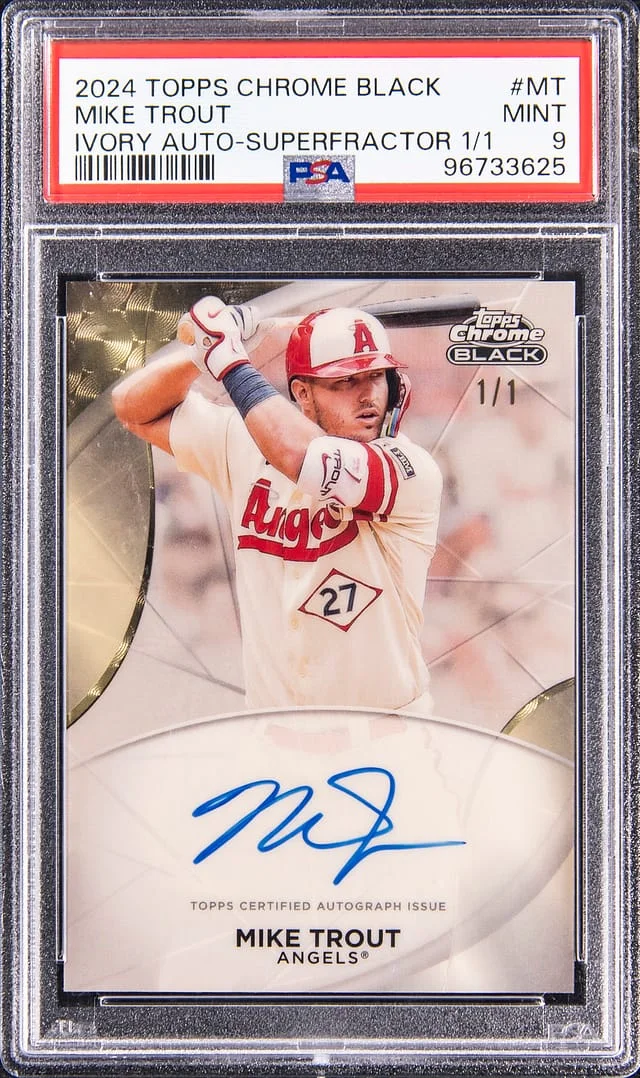2024 Topps Chrome Black Mike Trout Ivory Autographs SuperFractor #CPA-MT card image