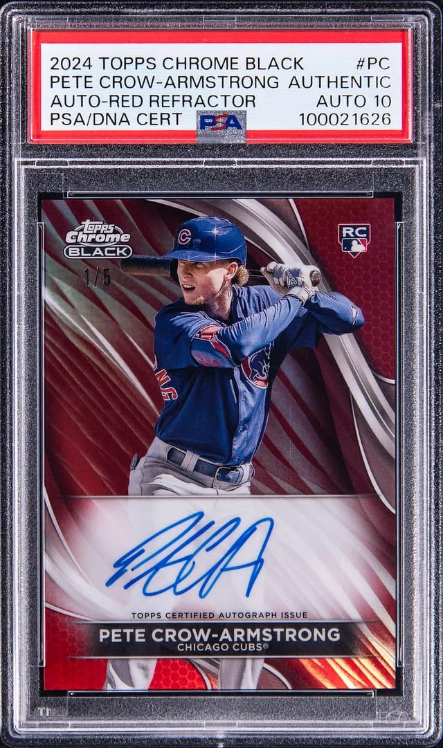 2024 Topps Chrome Black Pete Crow-Armstrong Autographs Red Refractor #PC card image