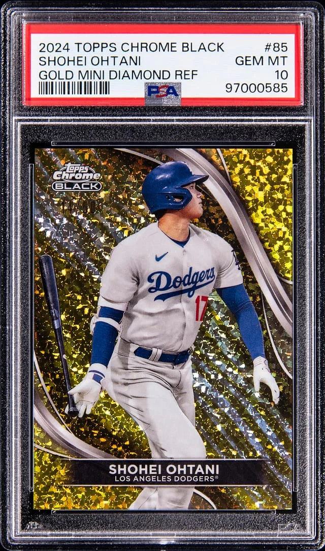 2024 Topps Chrome Black Shohei Ohtani Gold Mini Diamond Refractor #85 card image
