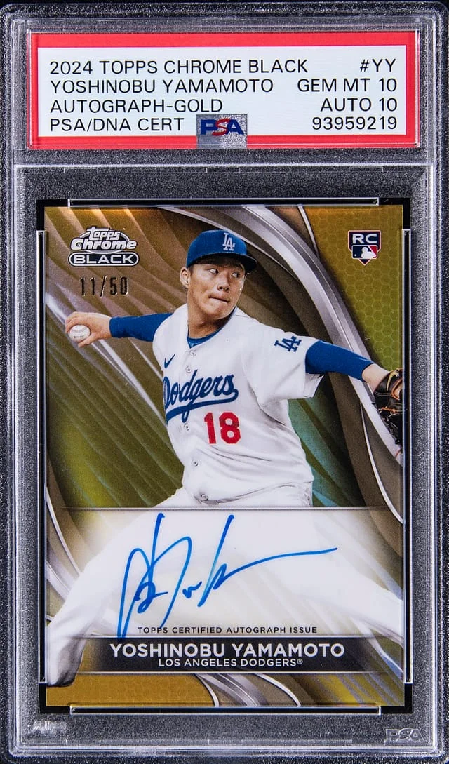2024 Topps Chrome Black Yoshinobu Yamamoto Autographs Gold #CBA-YY card image