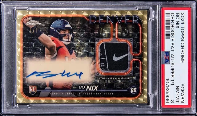 2024 Topps Chrome Bo Nix Patch Autographs (RPA) SuperFractor #CPA-BN card image