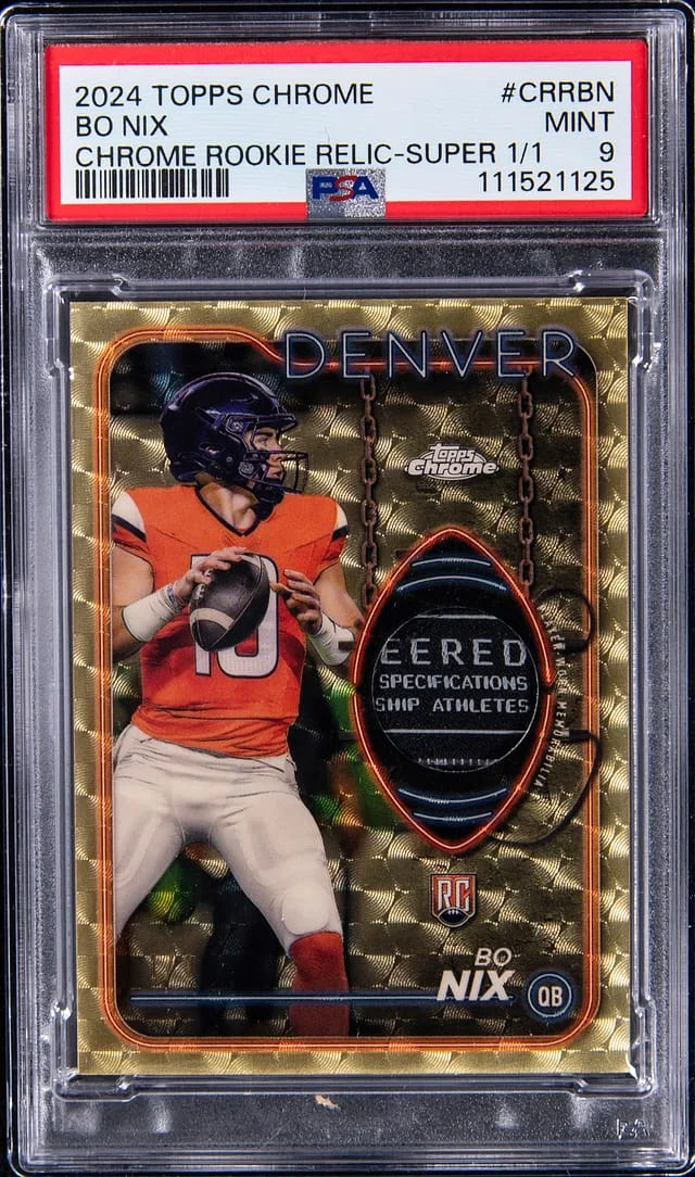 2024 Topps Chrome Bo Nix Relics SuperFractor #CRR-BN card image