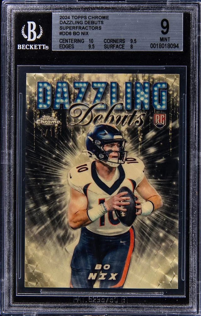 2024 Topps Chrome Bo Nix Dazzling Debuts SuperFractor #DD6 card image
