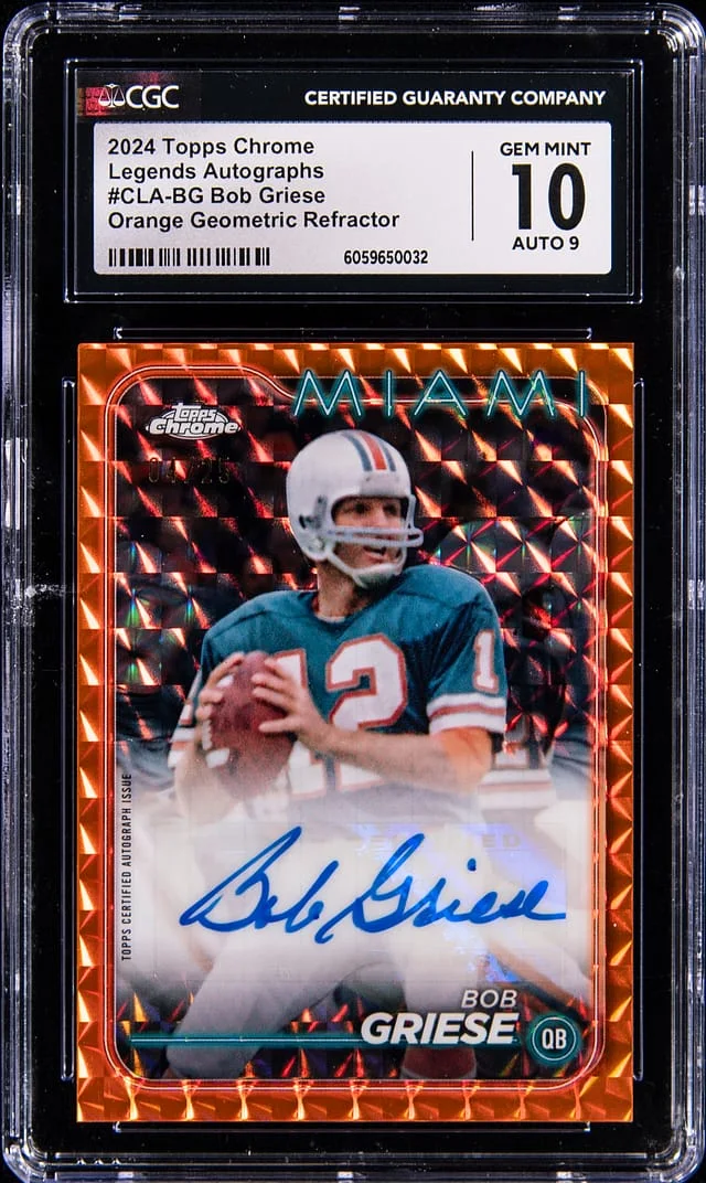 2024 Topps Chrome Bob Griese Legends Autograph Orange Geometric Refractor #CLA-BG card image