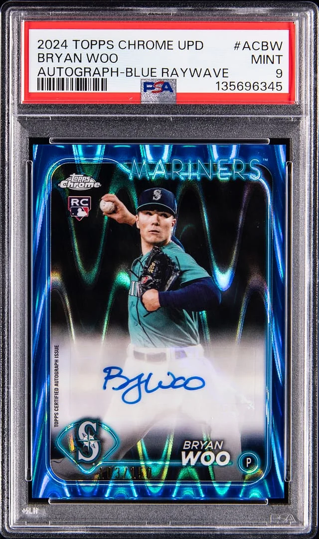 2024 Topps Chrome Bryan Woo Autograph Blue RayWave Refractor #AC-BW card image