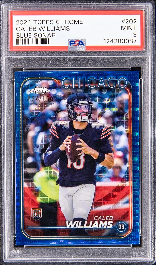 2024 Topps Chrome Caleb Williams Blue Sonar #202 card image