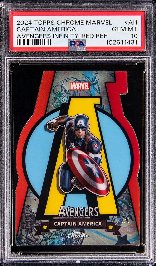 2024 Topps Chrome Captain America Marvel Avengers Infinity Red Refractor #AI-1 card image