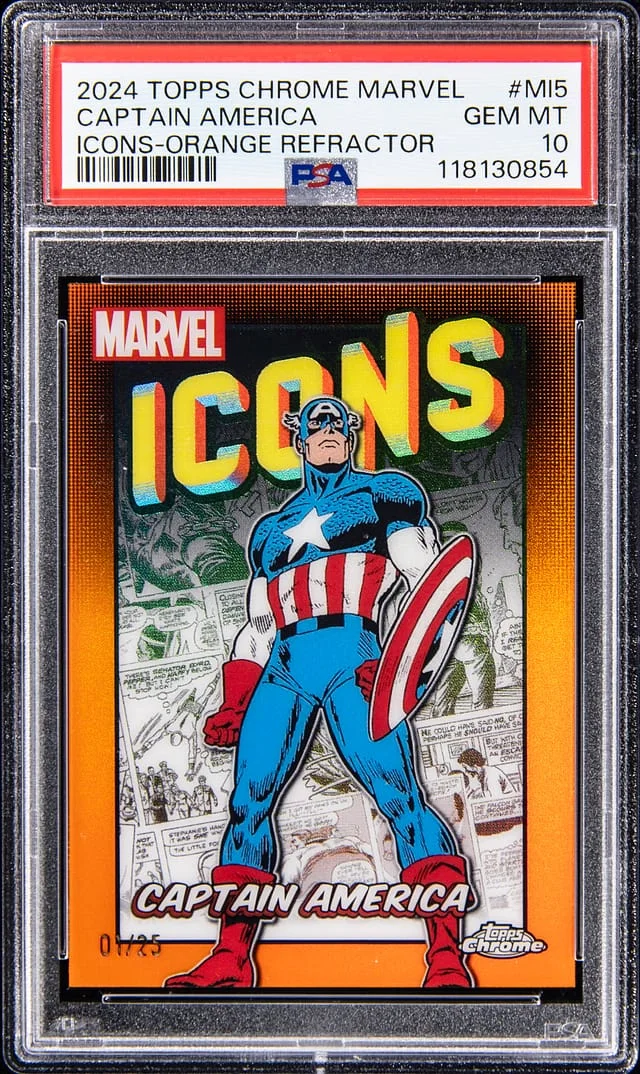 2024 Topps Chrome Captain America Marvel Icons Orange Refractor #MI-5 card image