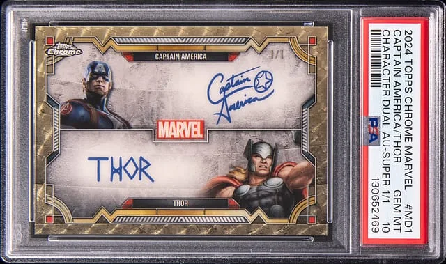 2024 Topps Chrome Captain America/Thor Marvel Character Dual Autographs SuperFractor #MD-1 card image