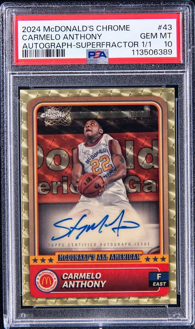 2024 Topps Chrome Carmelo Anthony McDonald's All-American Autograph SuperFractor #43 card image