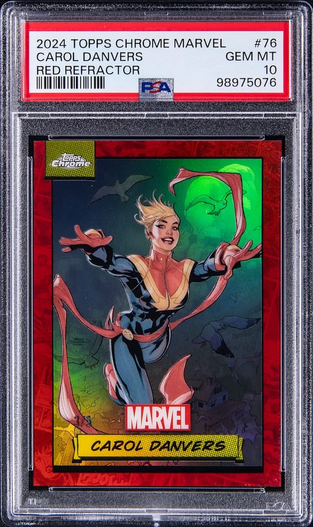 2024 Topps Chrome Carol Danvers Marvel Red Refractor #76 card image