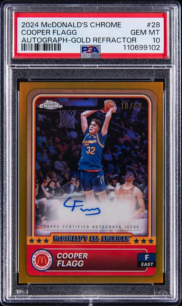 2024 Topps Chrome Cooper Flagg McDonald's Autographs Gold Refractor #28 card image