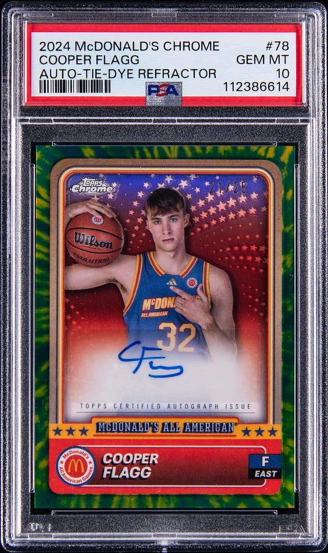 2024 Topps Chrome Cooper Flagg McDonald's All-American Autographs Tie-Dye Refractor #78 card image