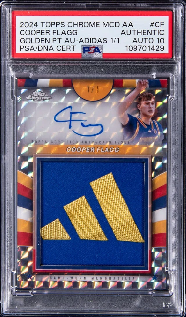 2024 Topps Chrome Cooper Flagg McDonalds All-American Golden Patch Autograph Adidas #GPA-CF card image
