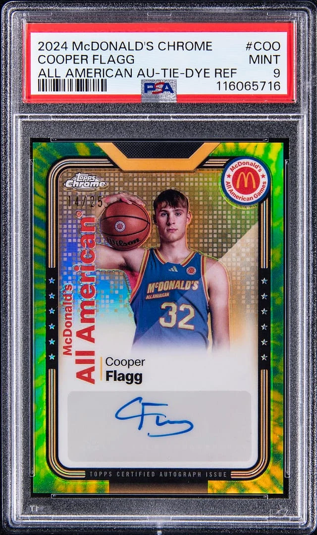 2024 Topps Chrome Cooper Flagg McDonald's All-American Autograph Tie-Dye Refractor #SMS-C00 card image