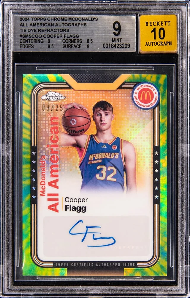 2024 Topps Chrome Cooper Flagg McDonald's All American Autographs Tie Dye Refractor #SMS-COO card image