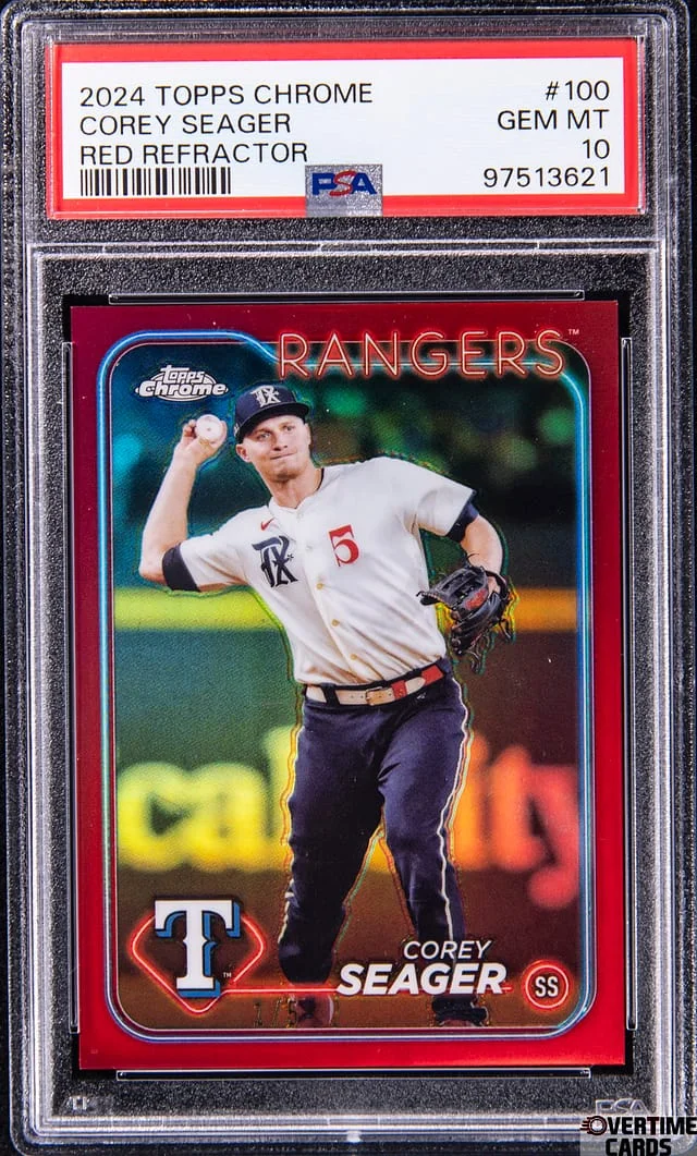 2024 Topps Chrome Corey Seager Red Refractor #100 card image