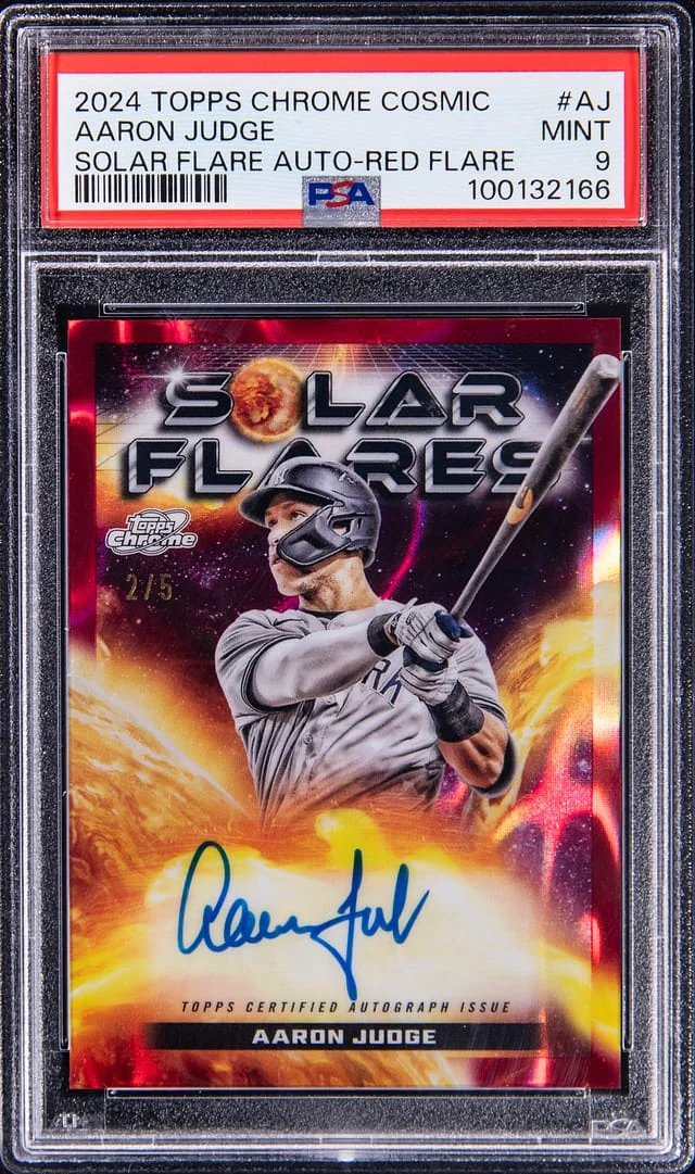 2024 Topps Chrome Cosmic Aaron Judge Solar Flare Autograph Red Flare #SFA-AJ card image