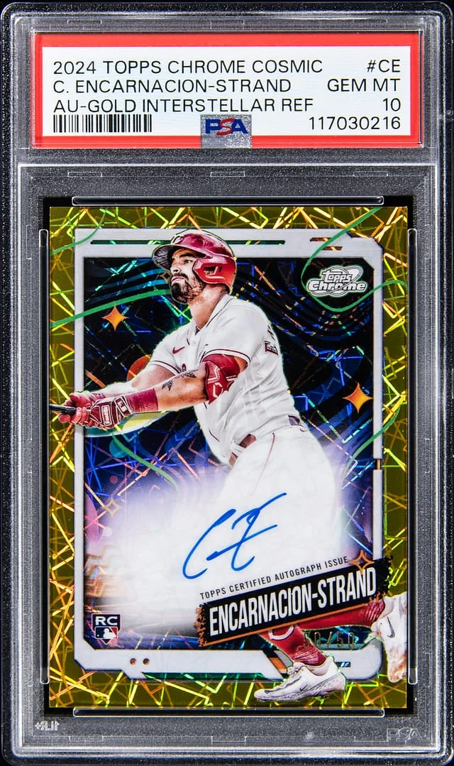 2024 Topps Chrome Cosmic Christian Encarnacion-Strand Autograph Gold Interstellar Refractor #CCA-CE card image