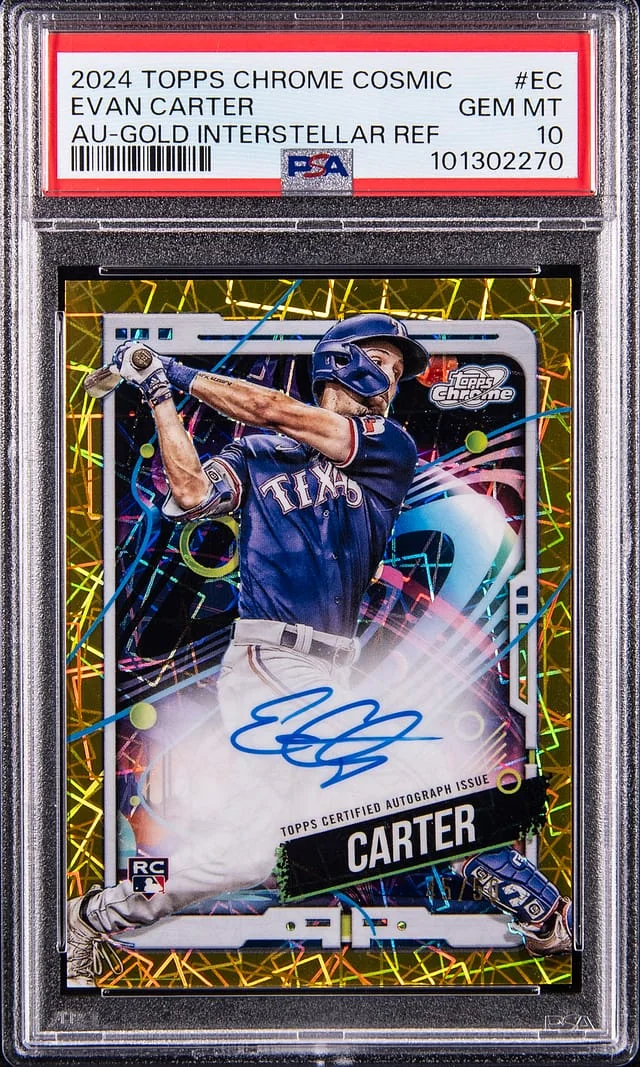 2024 Topps Chrome Cosmic Evan Carter Autographs Gold Interstellar Refractor #CCA-EC card image