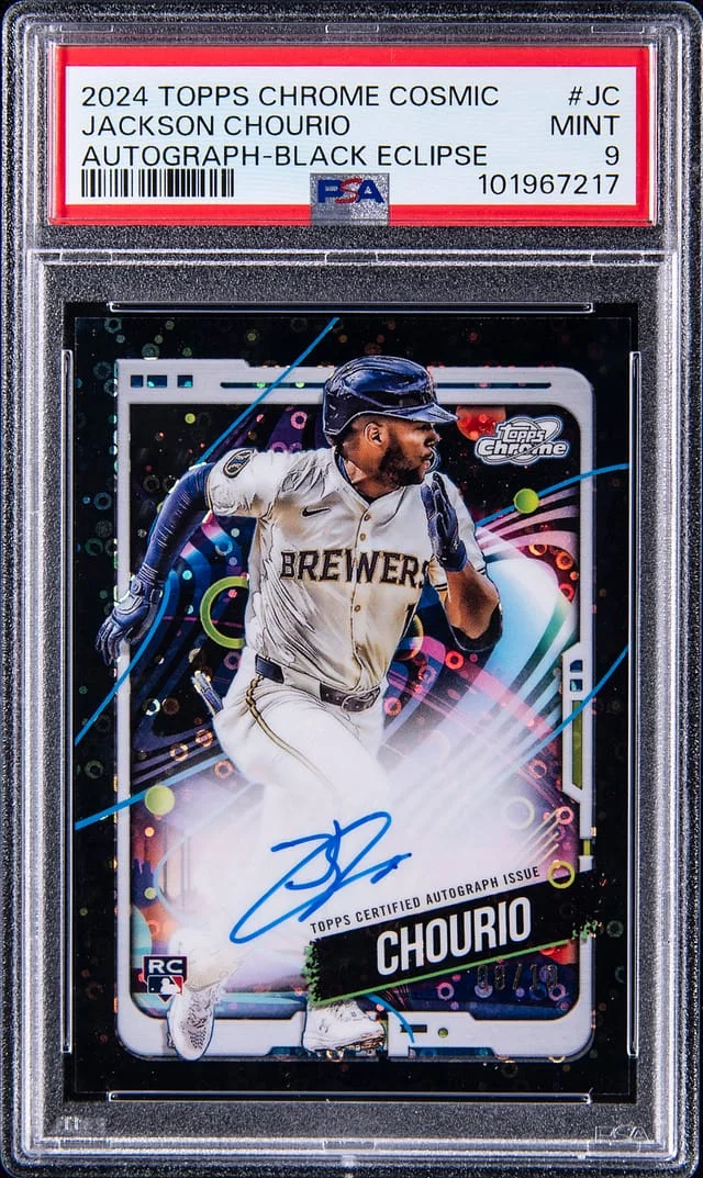 2024 Topps Chrome Cosmic Jackson Chourio Autograph Green Space Dust Refractor #CCA-JC card image