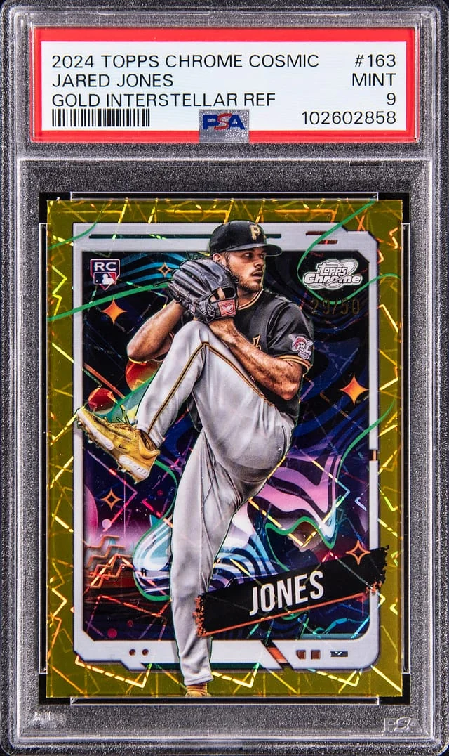 2024 Topps Chrome Cosmic Jared Jones Gold Interstellar Refractor #163 card image