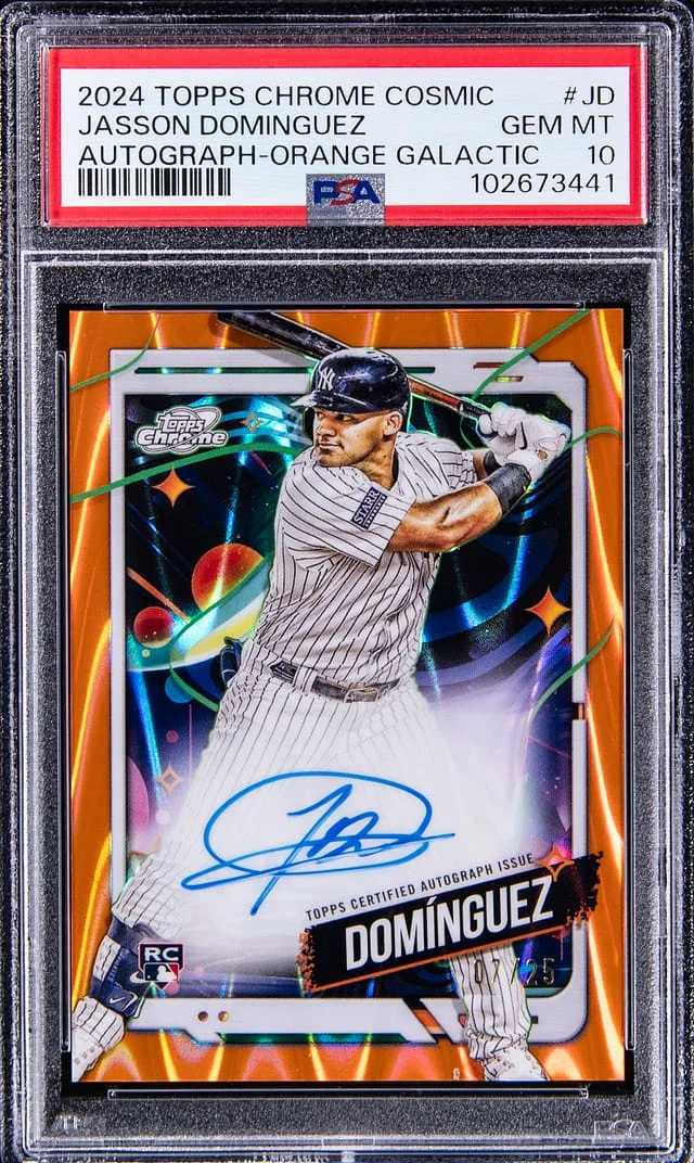2024 Topps Chrome Cosmic Jasson Dominguez Autograph Orange Galactic #CCA-KD card image