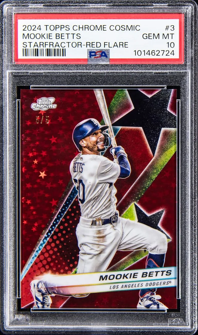 2024 Topps Chrome Cosmic Mookie Betts Starfractor Red Flare #SF-3 card image