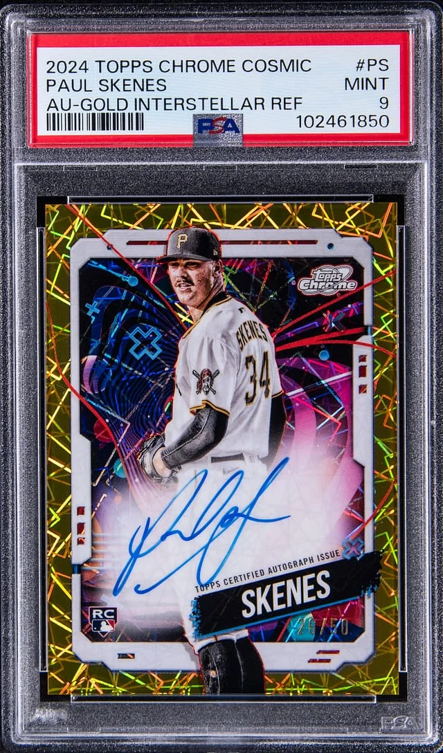 2024 Topps Chrome Cosmic Paul Skenes Autograph Gold Interstellar Refractor #CCA-PS card image