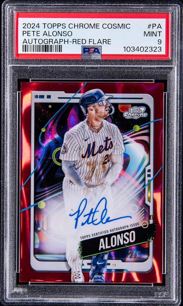 2024 Topps Chrome Cosmic Pete Alonso Autograph Red Flare #PA card image