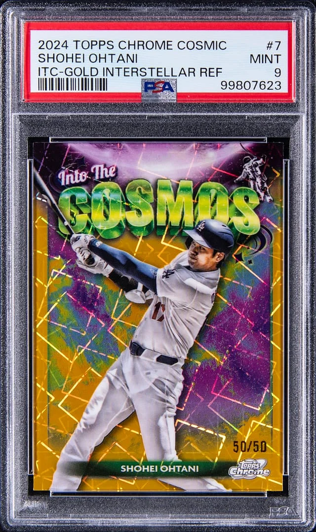 2024 Topps Chrome Cosmic Shohei Ohtani Into The Cosmos Gold Interstellar Refractor #ITC-7 card image