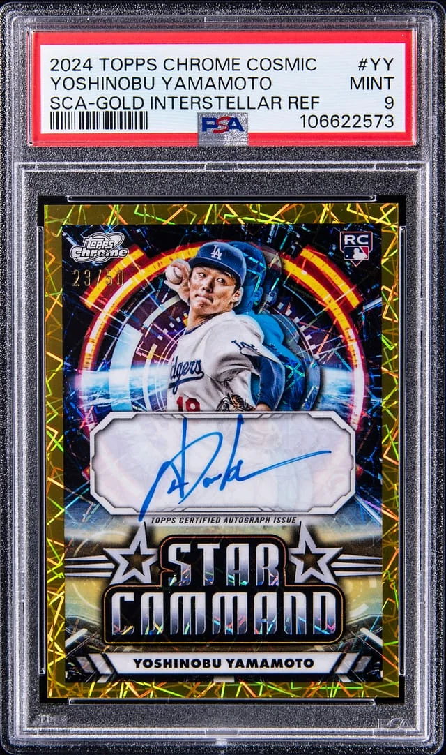 2024 Topps Chrome Cosmic Yoshinobu Yamamoto SCA Gold Interstellar Refractor #SCA-YY card image