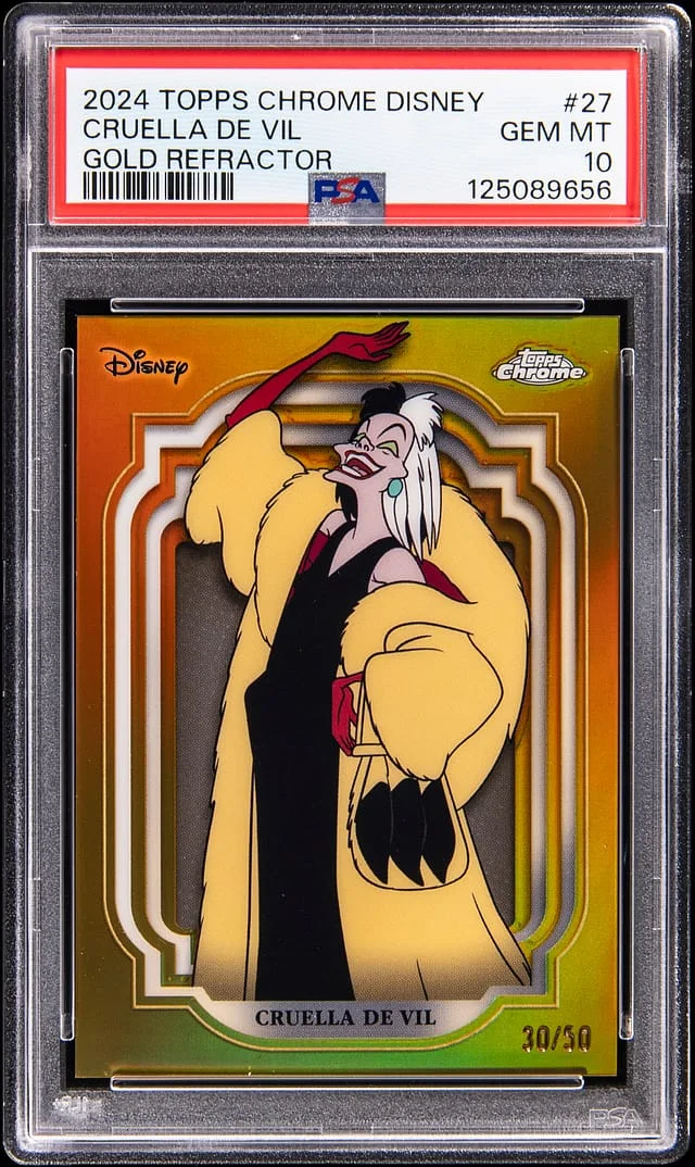 2024 Topps Chrome Cruella De Vil Disney Gold Refractor #27 card image