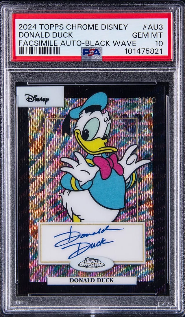 2024 Topps Chrome Donald Duck Disney Facsimile Autograph Black Wave Refractor #AU-3 card image