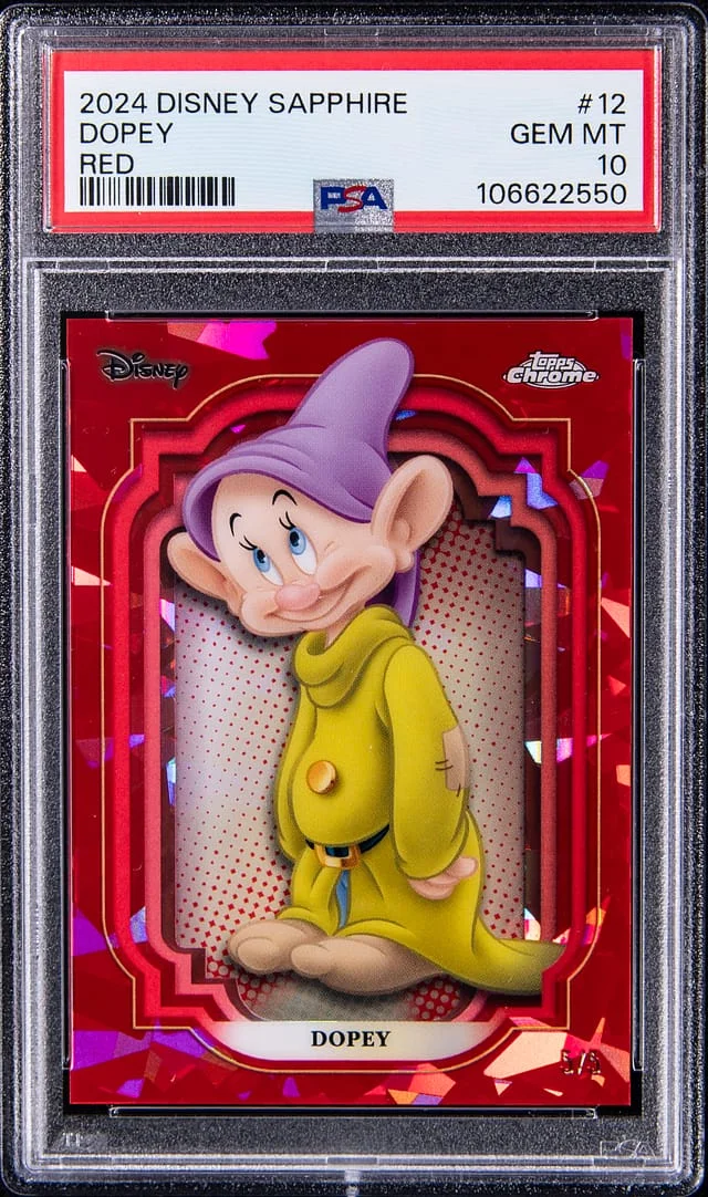 2024 Topps Chrome Dopey Disney Sapphire Red Refractor #12 card image